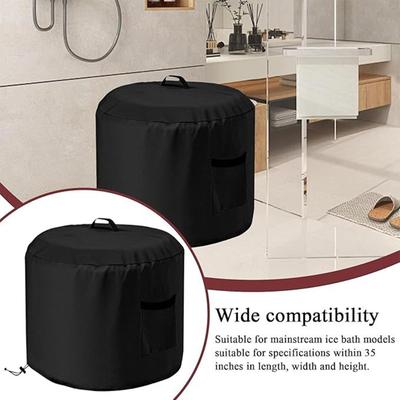 Round Cover For Fire Pit Waterproof Round Fire Pit Protector Cover Oxford Fabric Windproof Protector With Side Pocket For Rain