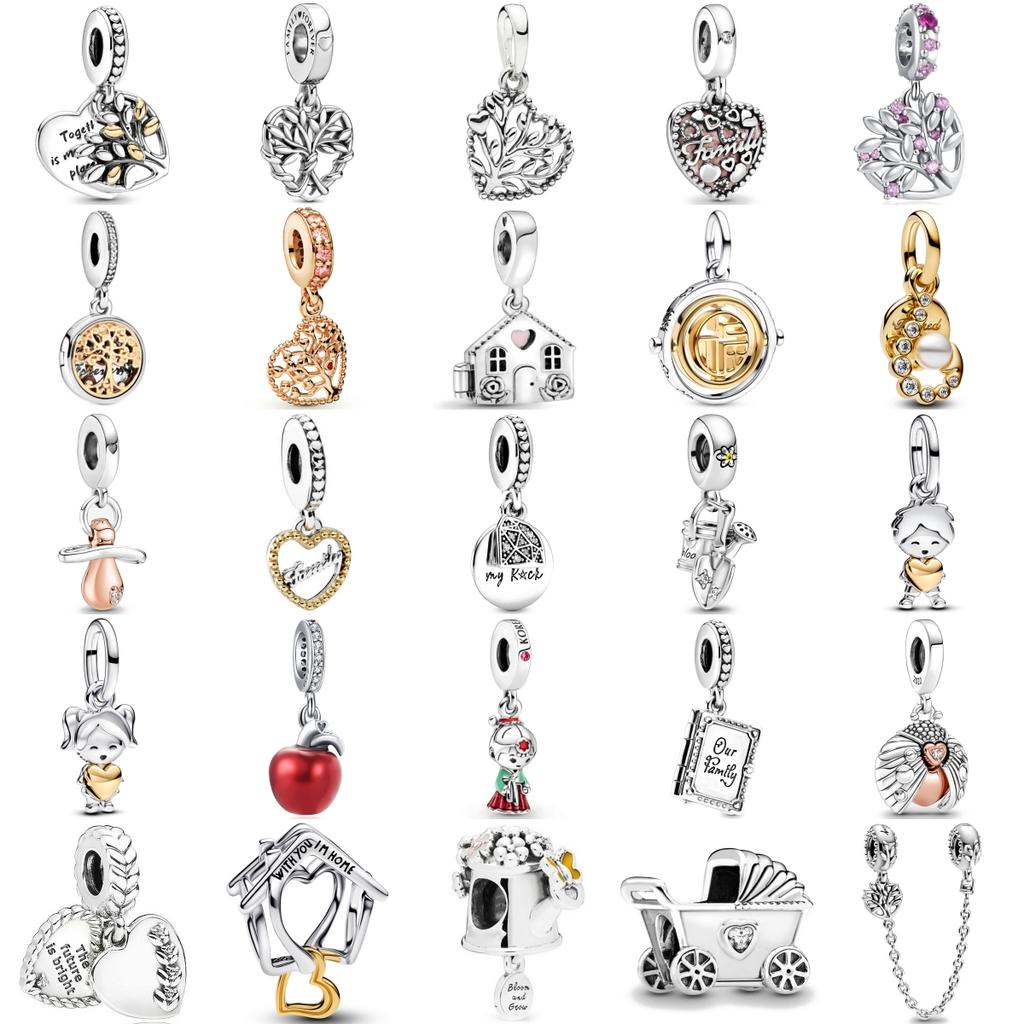 925 Silver Exquisite Baby Carriage Family Tree Charm Pendant Suitable For Bracelet DIY Fashion Jewelry Gift