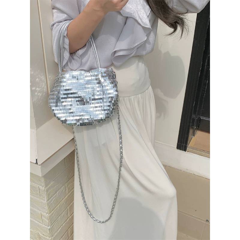 Silk Velvet Glitter Tote Bag With Magnetic Closure For Daily Casuals