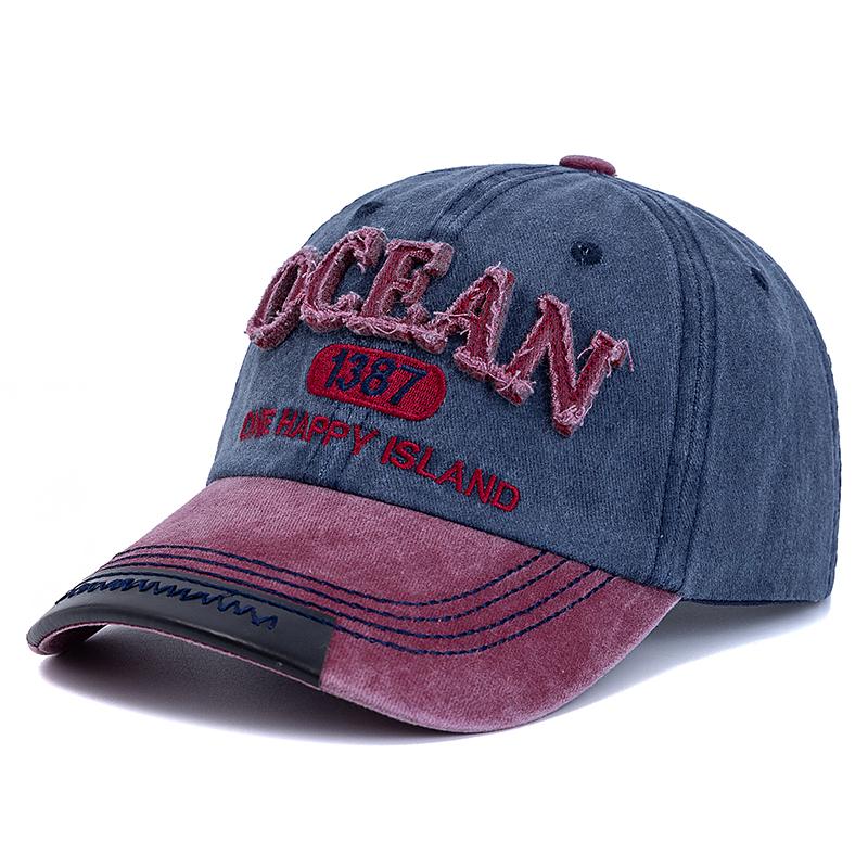 New Style Unisex Baseball Cap OCEAN 1387 Letter Embroidery Dad Hat Women Men Outdoor Washed Cotton Cap