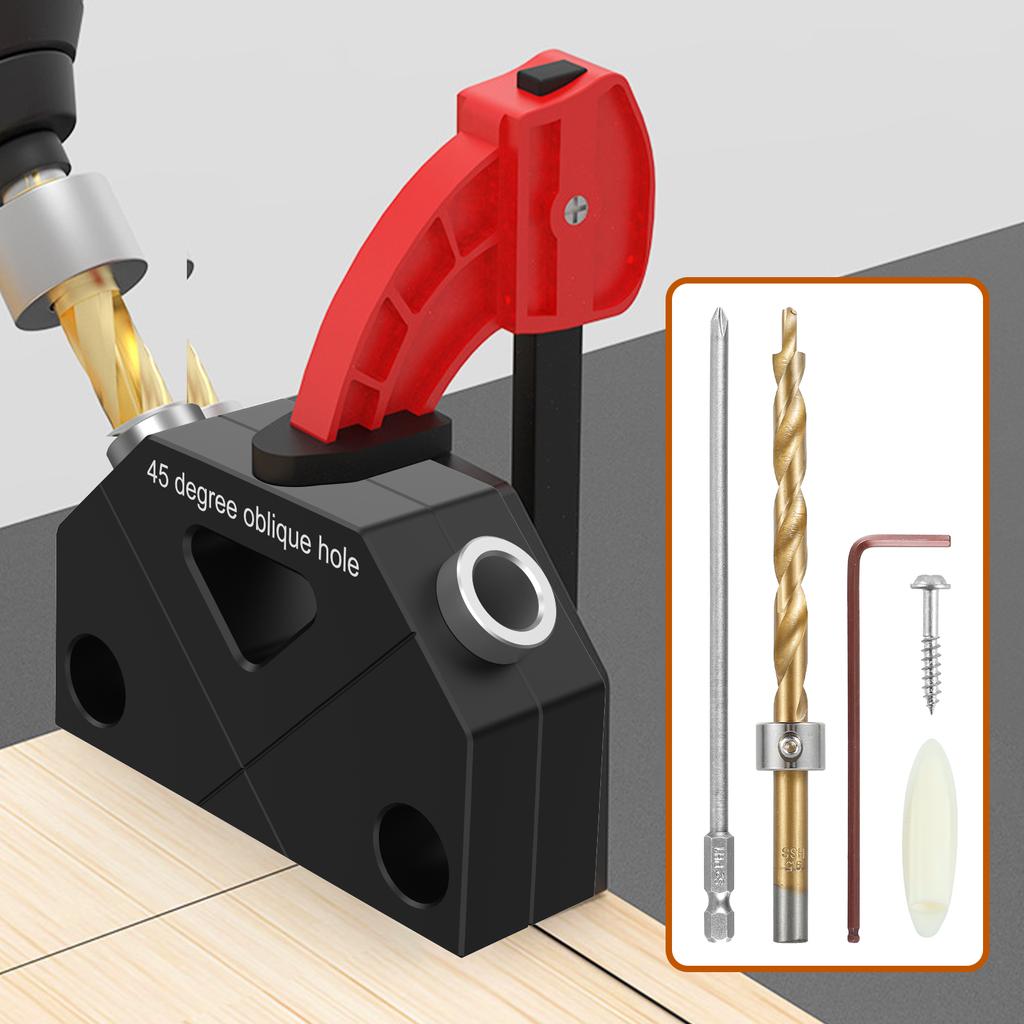45° Angle Drill Guide Jig Aluminum Alloy Dowel Jig Kit 45° Oblique Hole Drilling Positioner Drilling Hole Locator Sturdy