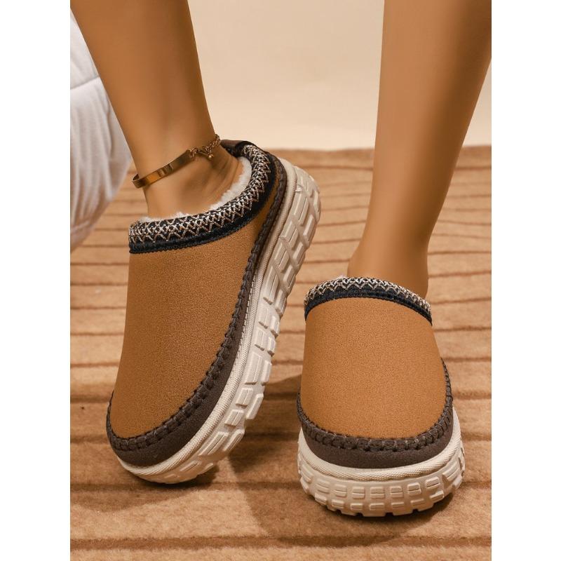 Women Plus Size Ankle High Platform Snow Boots Winter Lug Sole Slouchy Style Fleece Lined