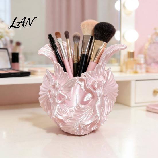 Multi-functional Storage Box Makeup Brush Holder, with Thickened Stable Base, Fairies Decor Silk Desktop Organization Solution Texture Box,