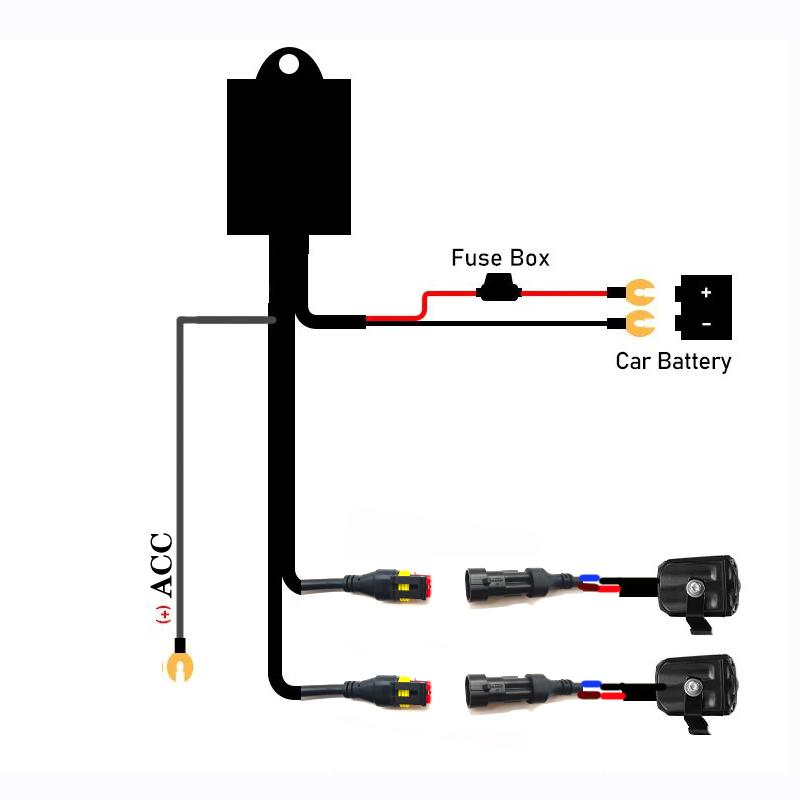 Motorcycle Fog Light Wires Switch 12V 24V Strobe Left And Right Strobe Spotlight Wire Harness Fog Light Driving Lamp Switch Wire