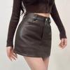 Retro Pu Leder Rock für frauen Herbst Winter Hohe Taille Sexy A-linie Shorts Rock Mode Weibliche Kleidung Schwarz braun