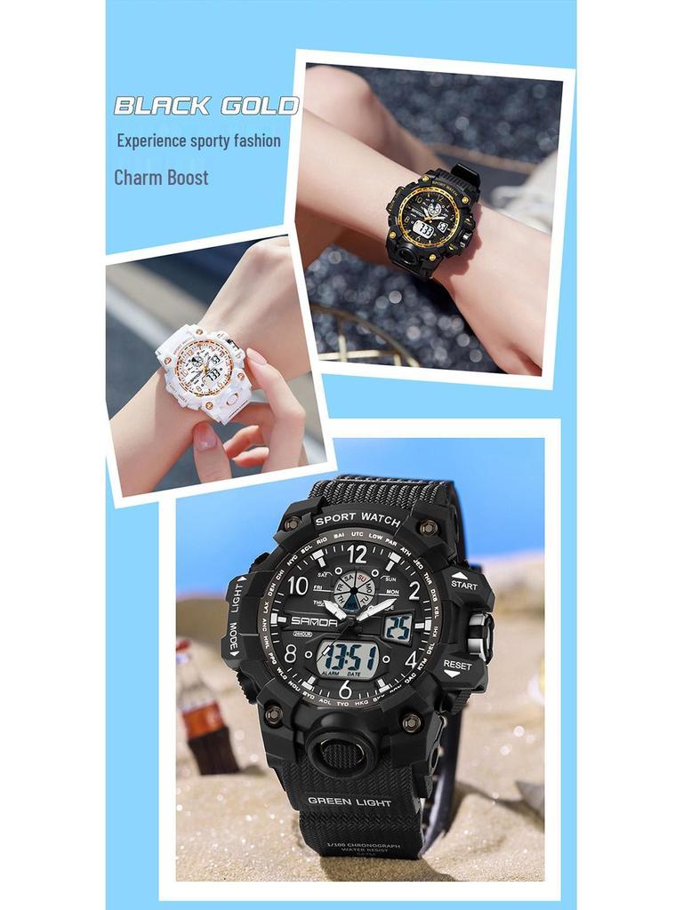 Sanda Men's Waterproof Luminous Multifunctional Sports Watch with Alarm