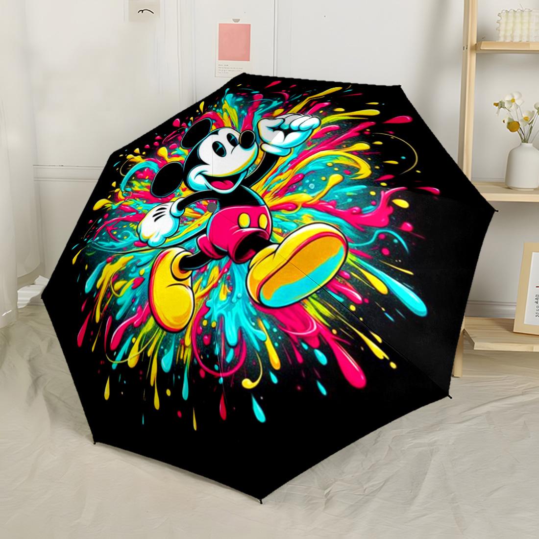 

Автоматична парасолька Minnie Mouse Floral Fantasy Міцний 8-реберний каркас Міцна конструкція Всесезонна парасолька для подорожей Парасолька з яскравим візерунком