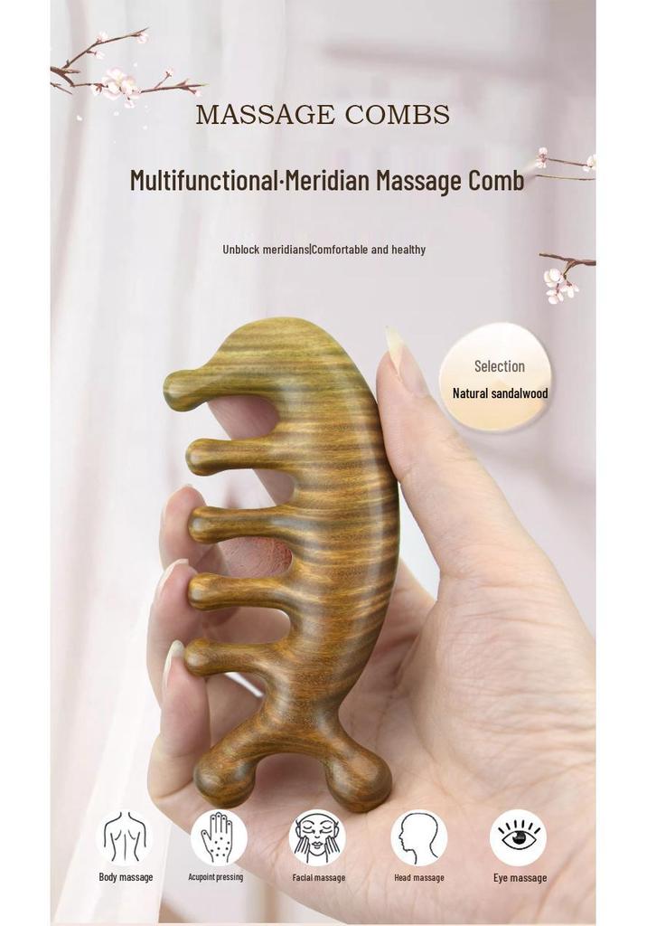 Green Sandalwood Coarse Teeth Massage Comb for Relaxing Scalp Care & Daily Use