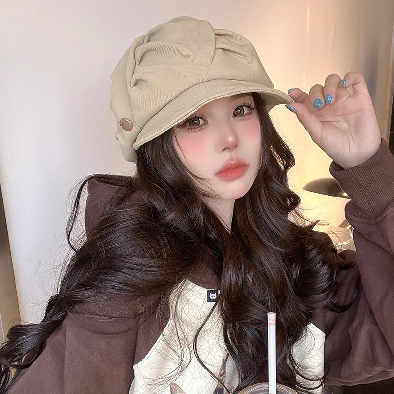Hat, pleat, versatile, vintage painter's hat, literary casual octagonal hat, Japanese soft-brimmed hat