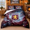Gedrucktes 3-teiliges Bettwäsche-Set Aston Villa Fußballmuster Bettlaken Kissenbezug für Schlafzimmerdekoration