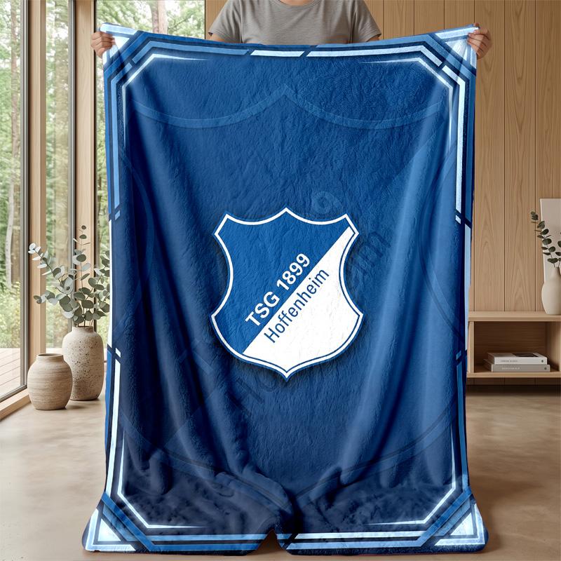 TSG Hoffenheim FC Weiche Flanell-Fleece-Decke Leicht Gemütlich Warm Überwurfdecke für Sofa Bett Heimdekoration