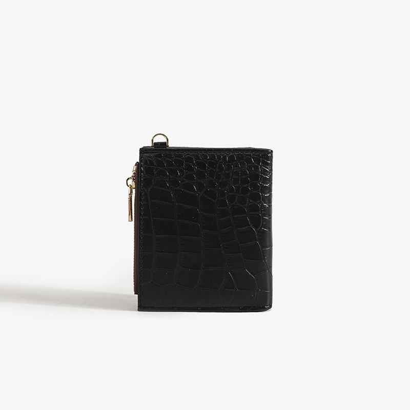 

Change bag women s new crocodile pattern mini zipper card coin wallet solid color clutch bag чёрный