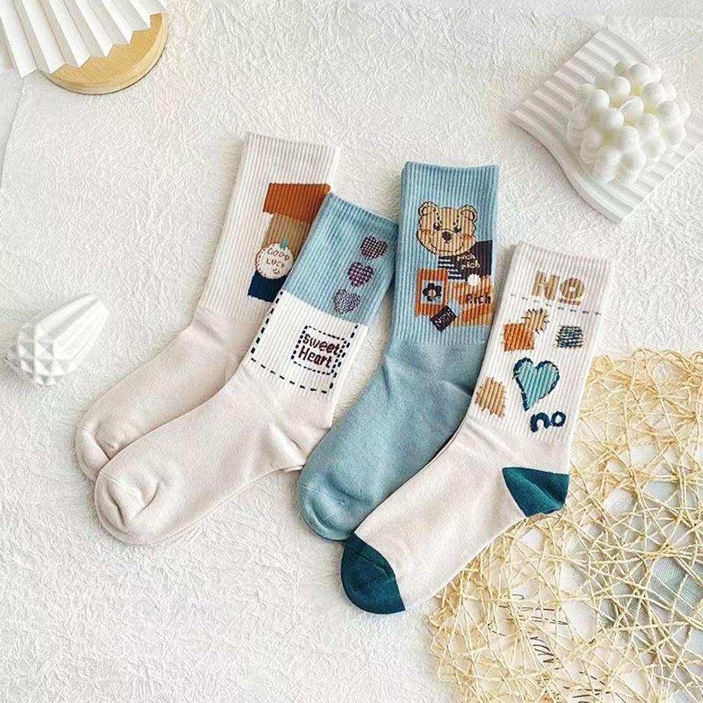 

Жіночі милі шкарпетки Kawaii Anime Socks Set 4 Pair Heart Bear School Preppy Sport Socks Y2k Cotton Harajuku One Size
