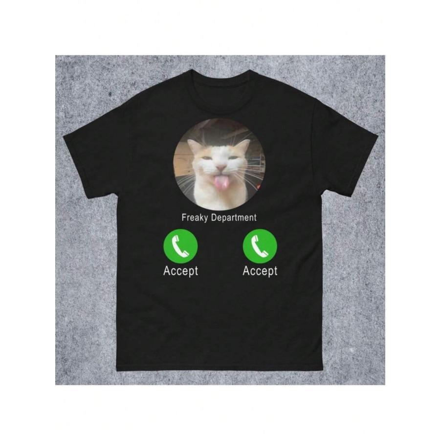 

Freaky Department Funny Cat Meme Tee Shirt Gift For Woman And Man Unhinged T-Shirt Ugly Shirts Cringe Tshirt Stupid Gifts Fre... S разноцветный