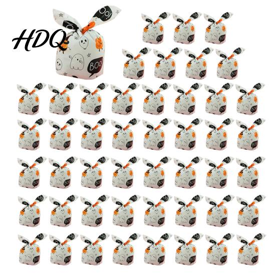 Party Favor Bags for Trick or Treat 48 Pcs Halloween Candy Bags Kids Goodie Cute Rabbit Bunny Ear Pouches Small Plastic Gift Cookie Snack
