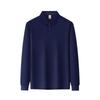 Men Solid White Long Sleeve Polo Shirt Plain Lapel Three Buttons Business Casual Basic Top