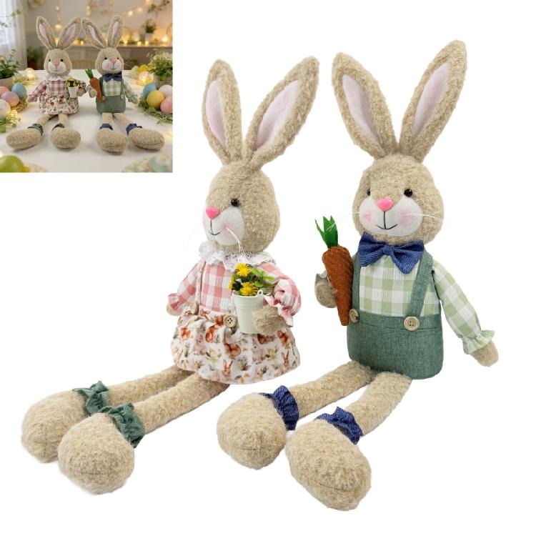 Sturdy Long Leg Sitting Easter Rabbit Plush Desktop Decoration Creative Party Display Ornament for Safe Use