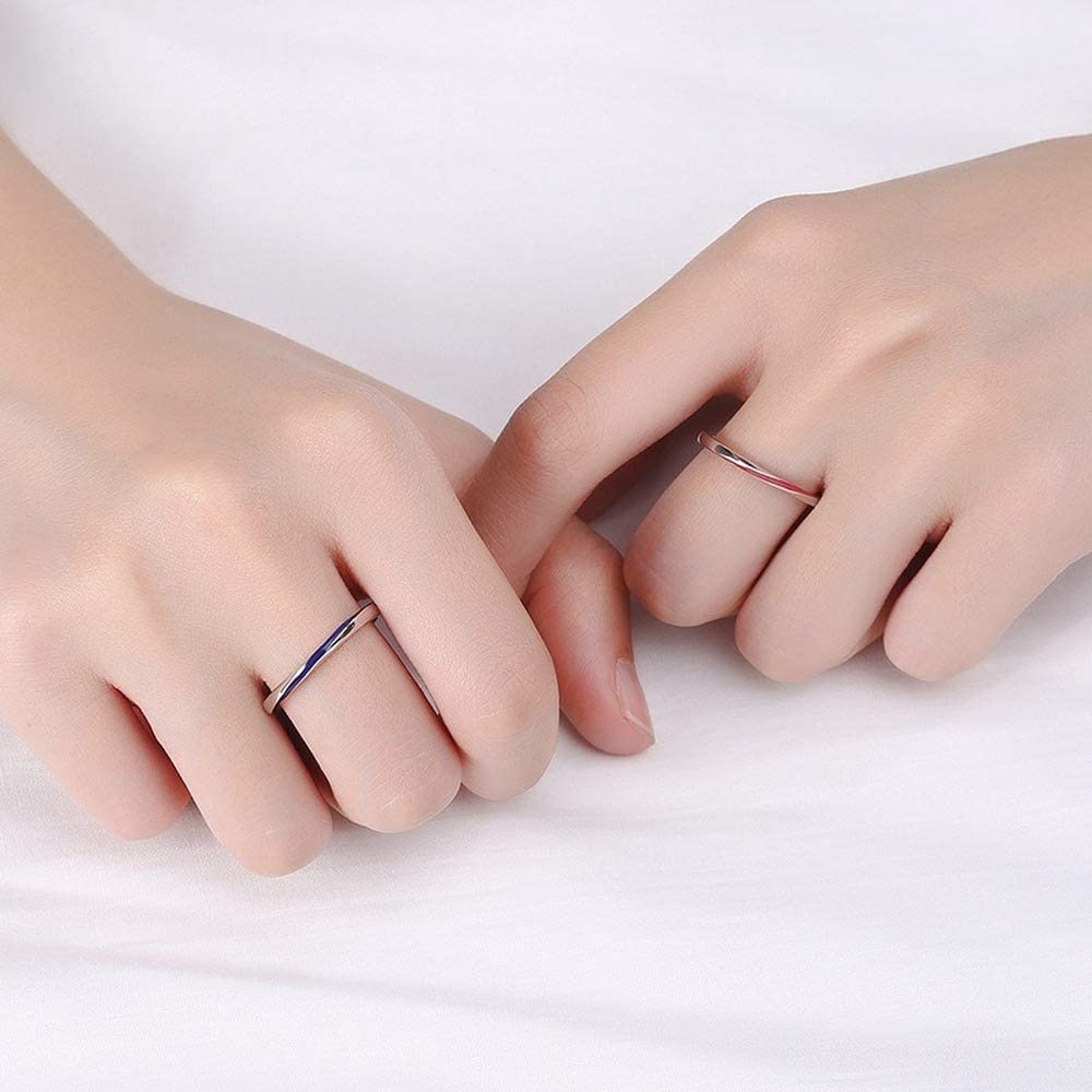 Og gratis 925 sølvfarge par giftering gratis størrelse motetilbehør [Rockyu] ring, herre damestørrelse, ring, stilig, slank, mobilus,
