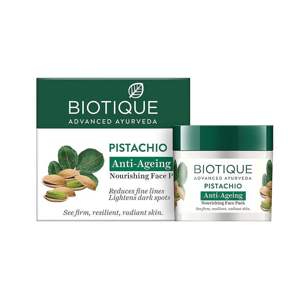Biotique Bio Pistachio Ageless Nourishing Face Pack 50g – Revitalizing Skin Treatment for Spots & Glowing Tone