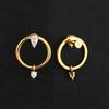 925 Sterling Silver Yellow Gold Plated Earrings White Cubic Zirconia Pear 5x3mm Round 2.5mm Elegant Women Jewelry