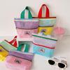 Hisocute Color Block Mesh Tote with Double Zippers - Travel & Beach Skincare Storage Bag