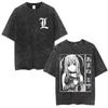 2026 Summer Hot Sale Vintage Washed Anime Death Note Graphic T Shirts Men Women Vintage Hip Hop Streetwear Oversized Tshirt