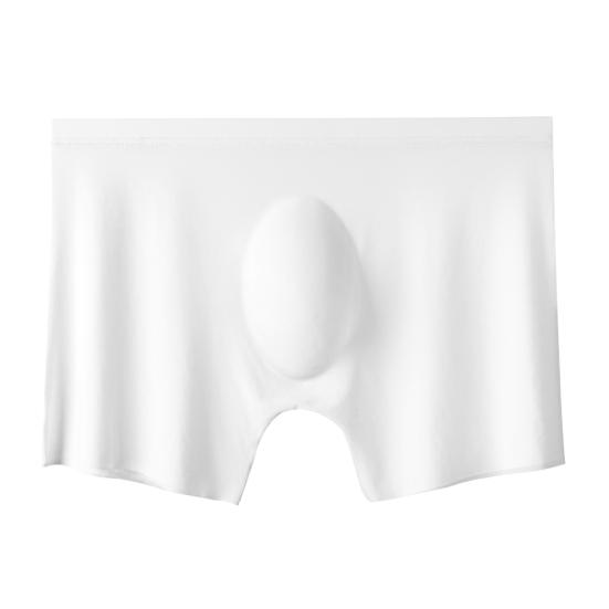 Men Boxer Underwear Elastic Mid-rise Tight Cut High Elasticity Shorts Briefs Solid Color U-Convex Ice Silk Panties