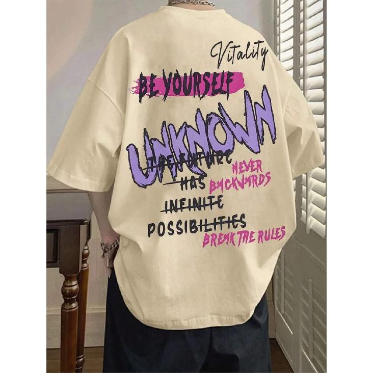 

Мужская спортивная футболка с круглым воротником, хлопковая летняя повседневная футболка большого размера для мужчин S бежевый