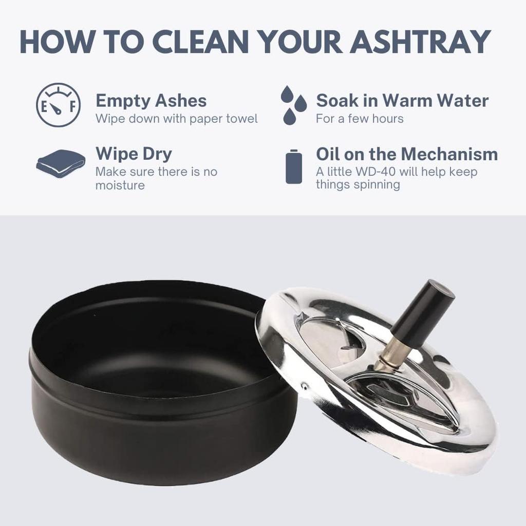 Cool Ashtray Stainless Steel Push Down Spinning Ashtray Self-Cleaning Ashtray With Lid Cover Ash Tray for Cigarette Smoking