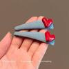 2025 New Style Blue Denim Heart Hair Clip for Women - Girly Sweet Side Bangs BB Hairpin