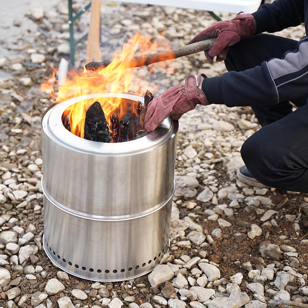 Portable Folding Camping Wood Stove Large Capacity Stainless Steel Picnic Wood Stove Multifunction Cooker Firewood Bonfire Stove