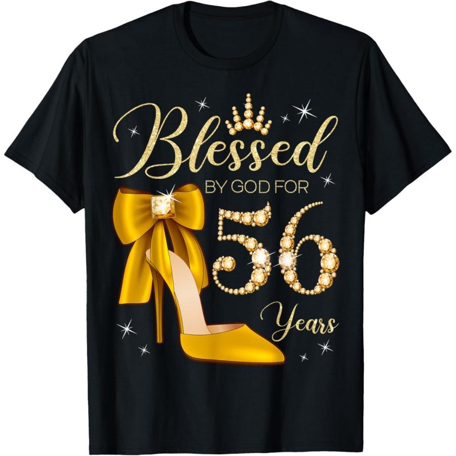 Blessed By God For 56 Years Old 56th Birthday Woman Queen T-Shirt(1) XXXXXL чёрный