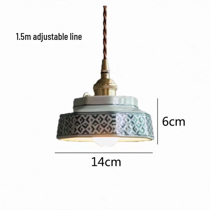 Mid-Century Japanese Ceramic LED Pendant Light for Bedroom, Dining Room, or Balcony