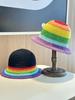 New Rainbow Striped Fisherman Hat Women Japanese Knitted Wool Bucket Hat Autumn And Winter Warm Windproof Basin Hat
