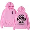 God Loves You Hooded Men's/Women's Autumn/Winter Retro Streetwear Y2K Harajuku Casual Outdoor Fitness Hiking Pullover Hooded