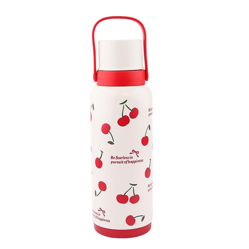 Neue Ins Hohe Aussehen Ebene Thermos Tasse Mädchen Edelstahl Wasser Tasse Große Kapazität Cartoon Tragbare Tragbare Tragbare Tasse