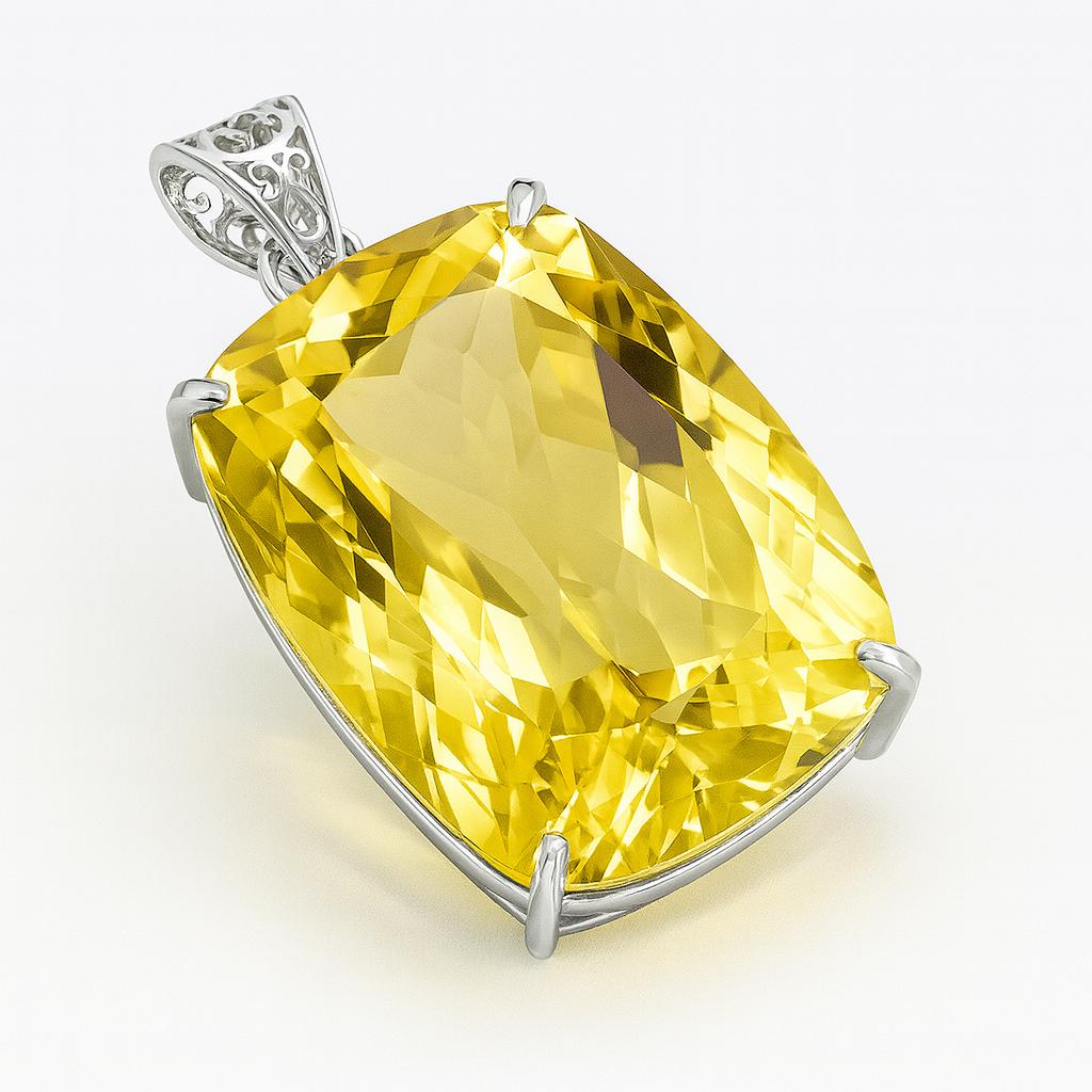 Naturlig Gul Safir 104 ct Kuddslipad 925 Sterling Silver Hänge Ädelstenar För Gåva AI-67-NS