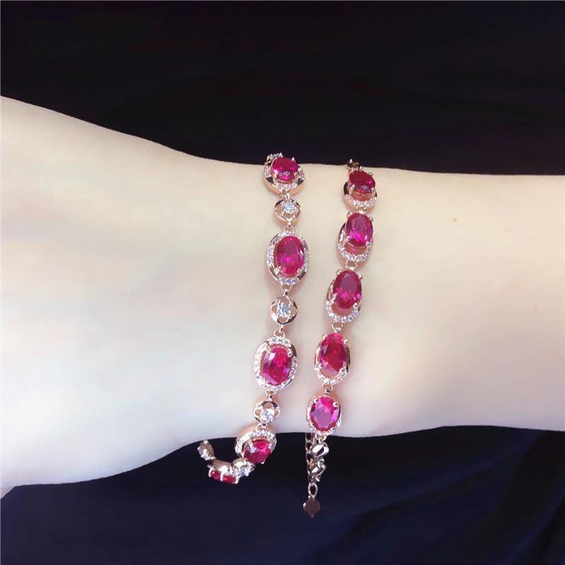 Purple Gold Inlaid Redstone Bracelet, Fashionable Temperament, Exquisite High-End Rose Gold-Plated Colored Gold Jewelry