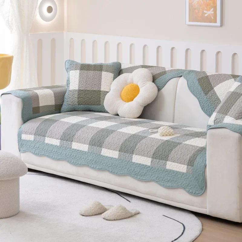 

1 шт. Бавовняна подушка для дивана Чотири сезони Нековзна Бавовняно-стьобана Пасторальна Літня Універсальна Подушка Скандинавський Чохол-накидка на шкіряний диван 90x70cm 1pc