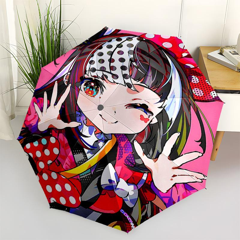 

1pc Minnie Mouse Inspired Outdoor Umbrella - Automatic Opening & Closing, Portable 3-Fold Design with Polka Dots, Perfect Gift for Fans, Traveler