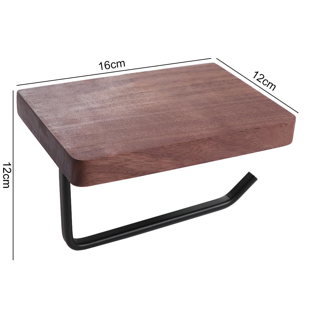 Wooden Toilet Tissue Roll Holders Wall-Mounted Phone Holder Shelf Towel Roll Shelf Kitchen
