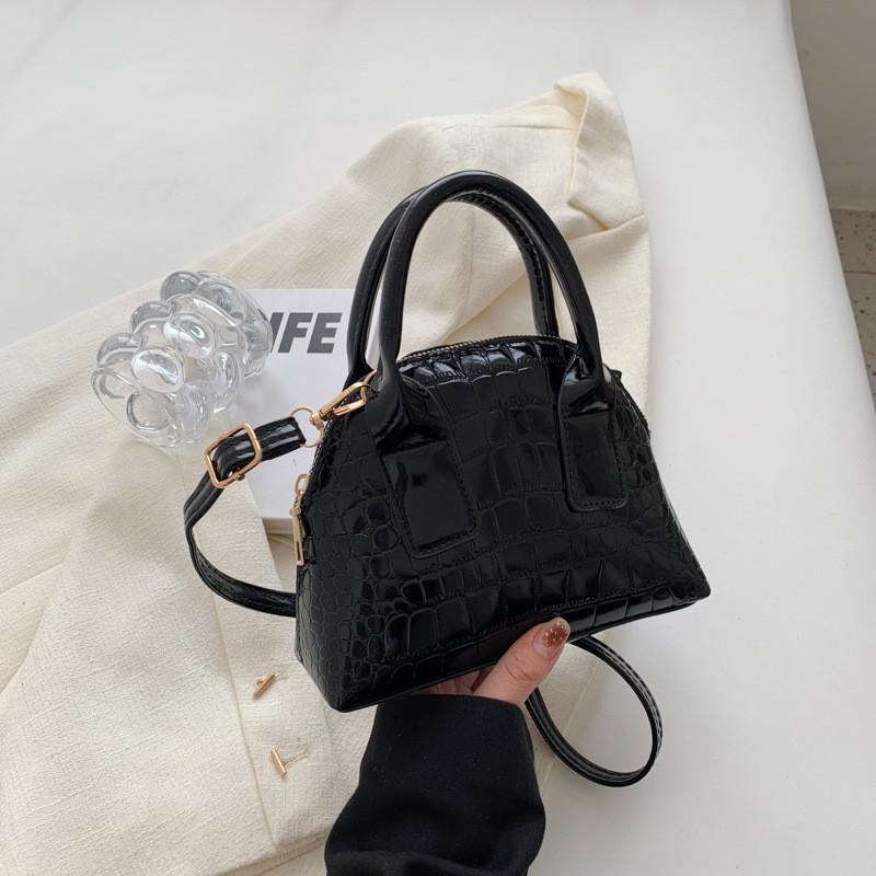 Шикарная сумка-ракушка для женщин, трендовая полиуретановая сумка кроссбоди, весна 2023, уличный стиль, сумочка чёрный