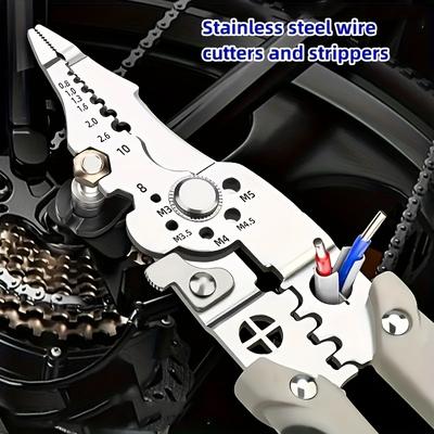 9-in-1 Electrician's Multi-Tool Pliers - Versatile Wire Stripper, Cutter, and Crimper with Break Nail Quickly Feature, Durable Metal Construction