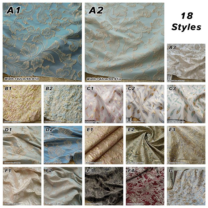 1M Luxus Goldene Seidenblume Geprägtes Jacquardgewebe Gewebter Brokatstoff Bekleidung Kleid Anzug Tasche Polsterung DIY Nähstoff