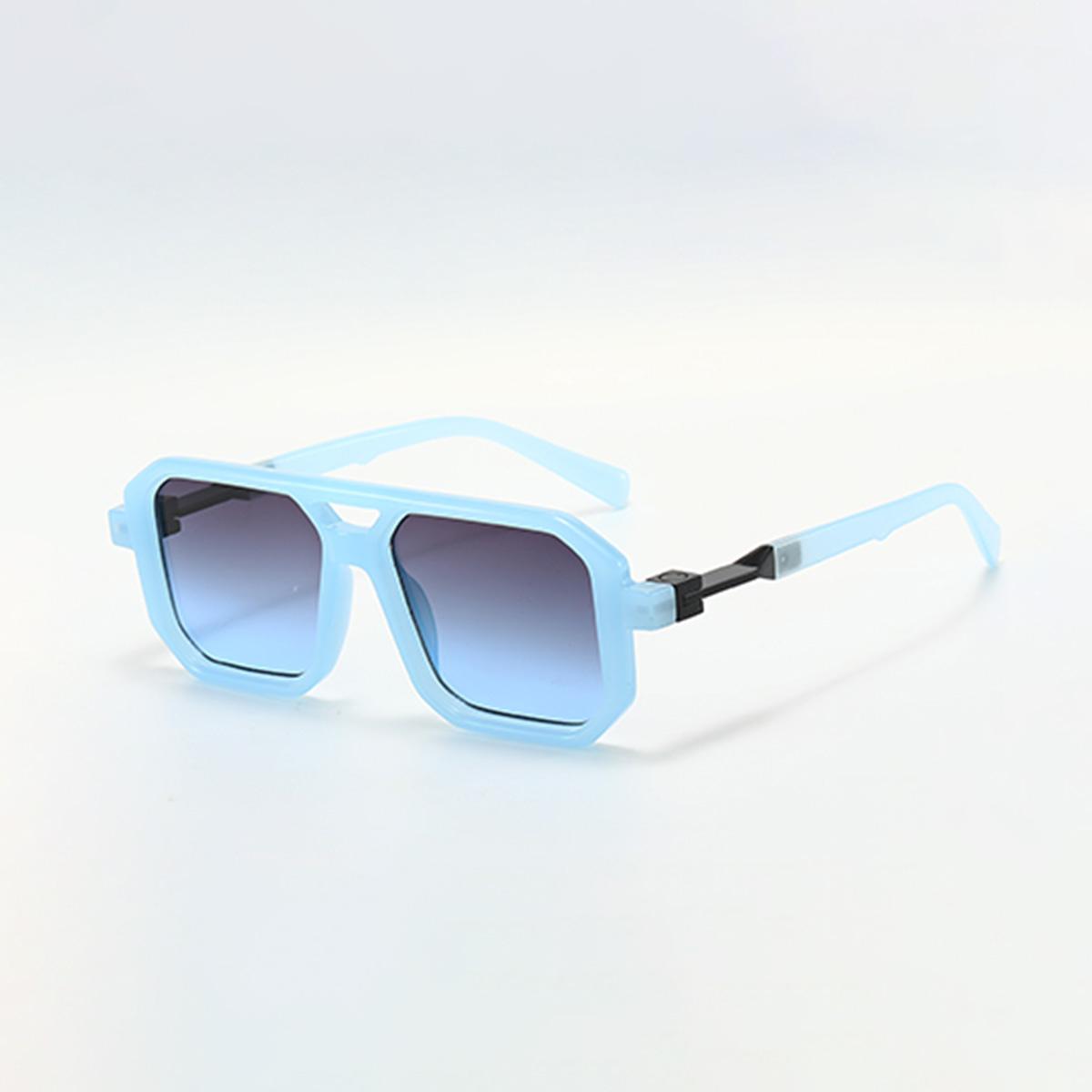 

Женские геометрические очки, очки с двойной переносицей, толстые квадратные цветные линзы в стиле Heavy Metal, модные декоративные очки синий