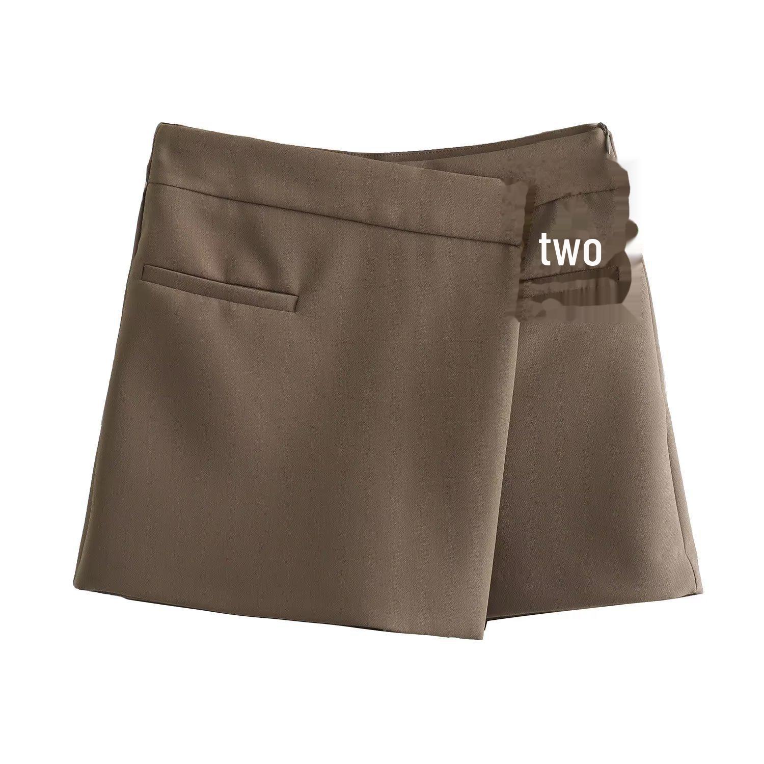 

2023 Осень Европейская и Американская Женская Асимметричная Трехцветная Повседневная Юбка-Брюки Medium хаки