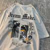 Dream Maker Brave Sculpture Pattern Clothing Men Vintage Cotton Streetwear Couple O-Neck T-Shirts Solid Color Summer Tops