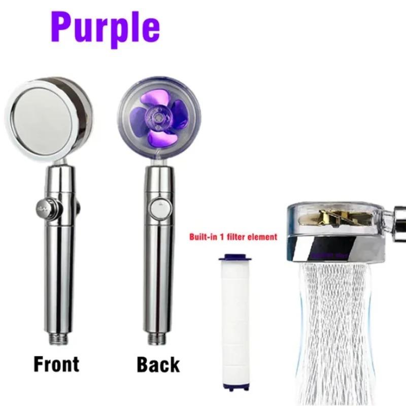 360 Degrees Rotation Handheld Turbo Fan Shower Head High Pressure Water Saving Spray Adjustable Filters Bathroom Accessories