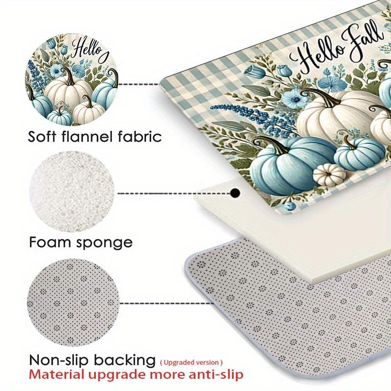 Flannel Thickness  Mat - 1pc Door Mat, Thanksgiving Pumpkin and Text Pattern Printed Non-Slip Mats, Comfortable Floor