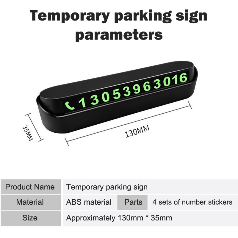 2Pcs Car Temporary Parking Number Plate Luminous With 4 Sets Of Numbers Temporary Stop Sign Phone Number Plate Hidden Switch